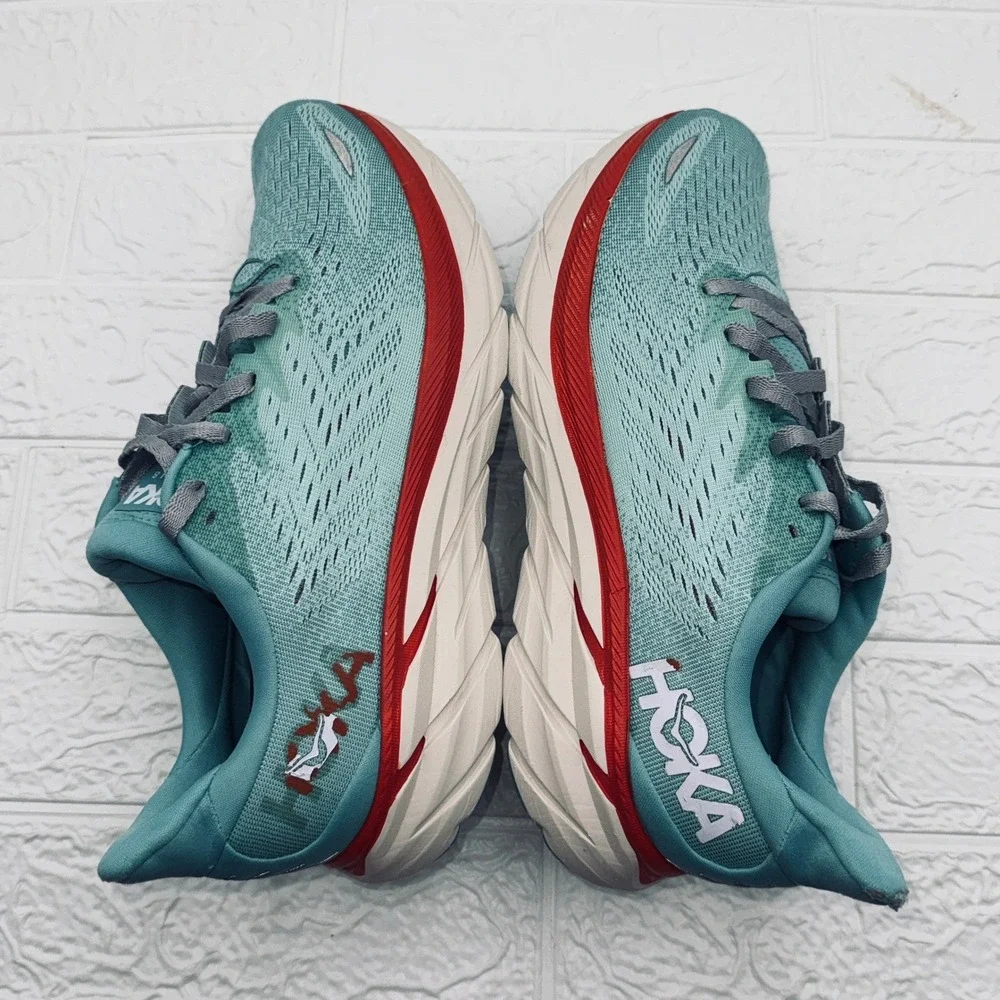 Hoka Clifton 8 Running Shoes Womens 10.5 Teal Blue Good Cushioned Sneakers